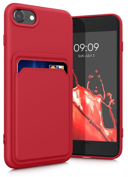 kwmobile Handyhülle kompatibel mit Apple iPhone SE (2022) / iPhone SE (2020) / iPhone 8 / iPhone 7 Hülle - Handy Cover mit Fach für Karten - in Rot