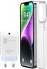 Cellularline Starter Kit Charger+Case f. iPhone 14, Trans