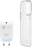 Cellular Line STARTKITIPH14MAX Starter Kit Charger+Case Handy Ladegerät iPhone 14 Plus USB-C Transparent Weiß