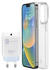 Cellular Line STARTKITIPH14MAX Starter Kit Charger+Case Handy Ladegerät iPhone 14 Plus USB-C Transparent Weiß