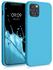 kwmobile Slim Case kompatibel mit Apple iPhone 12/12 Pro - Hülle Silikon Handy - gummiert - Handyhülle Meerblau