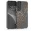 kwmobile Hülle kompatibel mit Samsung Galaxy S22 - Handyhülle Silikon Case - Blumen Zwillinge Rosegold Transparent