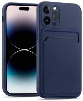 Coolgadget Handyhülle Card Case Handy Tasche für Apple iPhone 15 Pro 6,1 Zoll, Silikon Schutzhülle mit Kartenfach für iPhone 15 Pro Hülle, Blau