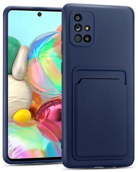 Coolgadget Handyhülle Card Case Handy Tasche für Samsung Galaxy A71 6,7 Zoll, Silikon Schutzhülle mit Kartenfach für Samsung Galaxy A71 Hülle, Blau