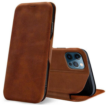 Coolgadget Handyhülle Business Premium Hülle für Apple iPhone 12 / 12 Pro 6,1 Zoll, Handy Tasche mit Kartenfach für iPhone 12, iPhone 12 Pro Schutzhülle, Braun