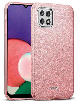Coolgadget Handyhülle Glitzer Glamour Hülle für Samsung Galaxy A22 5G 6,6 Zoll, Slim Case mit Glossy Effect Schutzhülle für Samsung A22 5G Hülle, Rosegold
