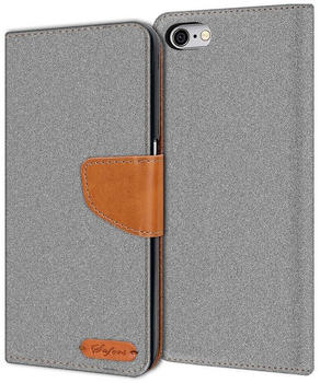 Coolgadget Handyhülle Denim Schutzhülle Flip Case für Apple iPhone 6 / 6S 4,7 Zoll, Book Cover Handy Tasche Hülle für iPhone 6 Klapphülle, Grau