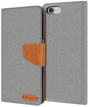 Coolgadget Handyhülle Denim Schutzhülle Flip Case für Apple iPhone 7 / 8 / SE 2 4,7 Zoll, Book Cover Handy Tasche Hülle für iPhone SE 2. Generation Klapphülle, Grau