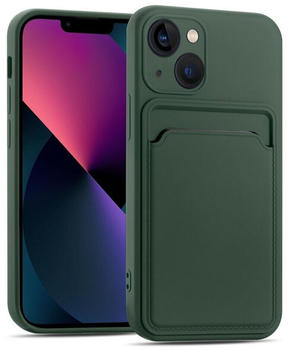 Coolgadget Handyhülle Card Case Handy Tasche für Apple iPhone 13 6,1 Zoll, Silikon Schutzhülle mit Kartenfach für iPhone 13 Hülle, Grün