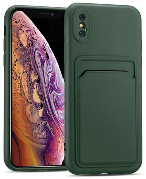 Coolgadget Handyhülle Card Case Handy Tasche für Apple iPhone X, iPhone XS 5,8 Zoll, Silikon Schutzhülle mit Kartenfach für iPhone X / XS Hülle, Grün