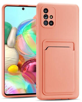 Coolgadget Handyhülle Card Case Handy Tasche für Samsung Galaxy A71 6,7 Zoll, Silikon Schutzhülle mit Kartenfach für Samsung Galaxy A71 Hülle, Rosa
