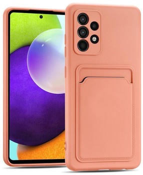 Coolgadget Handyhülle Card Case Handy Tasche für Samsung Galaxy A72 6,7 Zoll, Silikon Schutzhülle mit Kartenfach für Samsung Galaxy A72 Hülle, Rosa