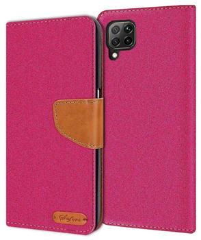 Coolgadget Handyhülle Denim Schutzhülle Flip Case für Huawei P40 Lite 6,4 Zoll, Book Cover Handy Tasche Hülle für P40 Lite Klapphülle, Pink