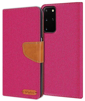 Coolgadget Handyhülle Denim Schutzhülle Flip Case für Samsung Galaxy S20 Plus 6,7 Zoll, Book Cover Handy Tasche Hülle für Samsung S20+ 5G Klapphülle, Pink