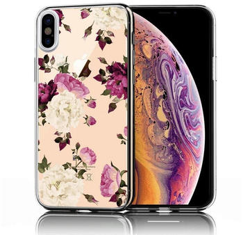 Coolgadget Handyhülle Handy Case Silikon Motiv Series für Apple iPhone XS 5,8 Zoll, Hülle mit hochauflösendem Muster für iPhone X / XS Schutzhülle, Rose weiss pink