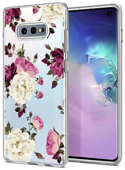 Coolgadget Handyhülle Handy Case Silikon Motiv Series für Samsung Galaxy S10e 5,8 Zoll, Hülle mit hochauflösendem Muster für Samsung S10e Schutzhülle, Rose weiss pink