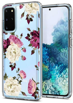 Coolgadget Handyhülle Handy Case Silikon Motiv Series für Samsung Galaxy S20 Plus 6,7 Zoll, Hülle mit hochauflösendem Muster für Samsung S20+ 5G Schutzhülle, Rose weiss pink