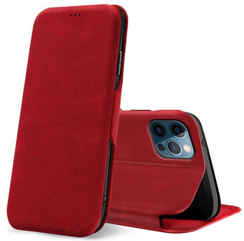 Coolgadget Handyhülle Business Premium Hülle für Apple iPhone 12 / 12 Pro 6,1 Zoll, Handy Tasche mit Kartenfach für iPhone 12, iPhone 12 Pro Schutzhülle, Rot