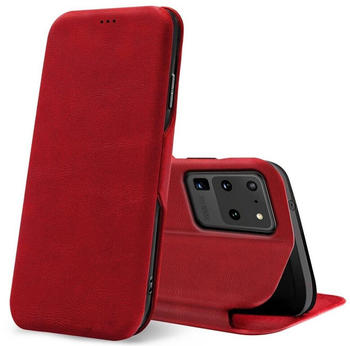 Coolgadget Handyhülle Business Premium Hülle für Samsung Galaxy S20 Ultra 6,9 Zoll, Handy Tasche mit Kartenfach für Samsung S20 Ultra Schutzhülle, Rot