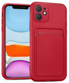Coolgadget Handyhülle Card Case Handy Tasche für Apple iPhone 11 6,1 Zoll, Silikon Schutzhülle mit Kartenfach für iPhone 11 Hülle, Rot