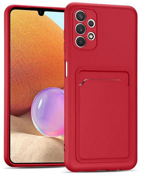 Coolgadget Handyhülle Card Case Handy Tasche für Samsung Galaxy A32 5G 6,5 Zoll, Silikon Schutzhülle mit Kartenfach für Samsung Galaxy A32 5G Hülle, Rot