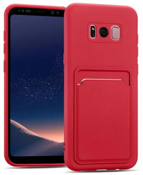 Coolgadget Handyhülle Card Case Handy Tasche für Samsung Galaxy S8 5,8 Zoll, Silikon Schutzhülle mit Kartenfach für Samsung Galaxy S8 Hülle, Rot