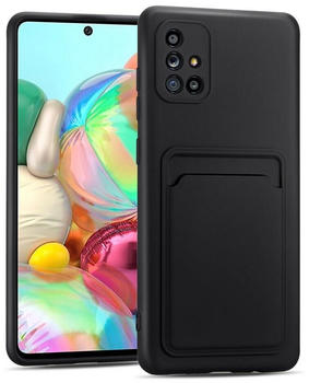Coolgadget Handyhülle Card Case Handy Tasche für Samsung Galaxy A51 6,5 Zoll, Silikon Schutzhülle mit Kartenfach für Samsung Galaxy A51 Hülle, Schwarz
