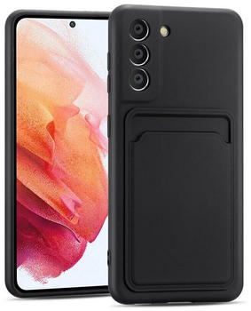Coolgadget Handyhülle Card Case Handy Tasche für Samsung Galaxy S21 FE 6,4 Zoll, Silikon Schutzhülle mit Kartenfach für Samsung Galaxy S21 FE Hülle, Schwarz
