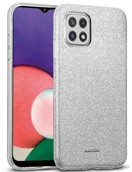 Coolgadget Handyhülle Glitzer Glamour Hülle für Samsung Galaxy A22 5G 6,6 Zoll, Slim Case mit Glossy Effect Schutzhülle für Samsung A22 5G Hülle, Silber