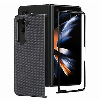 Wigento Für Samsung Galaxy Z Fold5 5G Carbon Handy Tasche Hülle Cover Etuis Zubehör