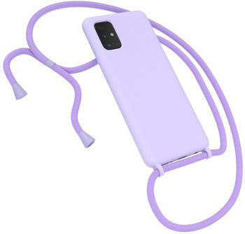 Eazy Case Premium Silikon Handykette kompatibel mit Samsung Galaxy A72 / A72 5G Handyhülle mit Umhängeband, Handykordel mit Schutzhülle, Silikonhülle, Hülle mit Band, Lila, Violett