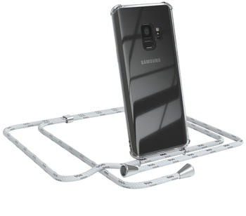 Eazy Case Handykette kompatibel mit Samsung Galaxy S9 Kette, Handyhülle mit Umhängeband, Handykordel, Schutzhülle, Kette, Silikonhülle, Silikon Cover, Weiß / Silber