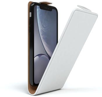 Eazy Case Hülle kompatibel mit Apple iPhone XR Klapphülle, Handyhülle aufklappbar, Schutzhülle, Flipcover, Case vertikal klappbar, aus Kunstleder, Weiß