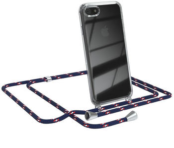 Eazy Case Handykette kompatibel mit Apple iPhone SE (2022 / 2020), iPhone 8 / 7 Kette, Handyhülle mit Umhängeband, Handykordel, Schutzhülle, Silikonhülle, Silikon Cover, Blau Camouflage