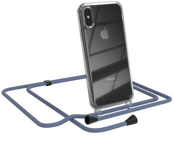 Eazy Case Handykette kompatibel mit Apple iPhone XS Max Kette Handyhülle mit Umhängeband Handykordel Schutzhülle Silikon Set Eis Blau mit Clips in Schwarz