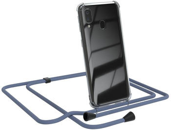 Eazy Case Handykette kompatibel mit Samsung Galaxy A40 Kette Handyhülle mit Umhängeband Handykordel Schutzhülle Silikon Set Eis Blau mit Clips in Schwarz