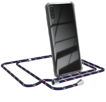 Eazy Case Handykette kompatibel mit Samsung Galaxy A70 Kette, Handyhülle mit Umhängeband, Handykordel, Schutzhülle, Kette, Silikonhülle, Silikon Cover, Blau Camouflage