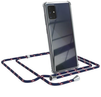 Eazy Case Handykette kompatibel mit Samsung Galaxy A71 Kette, Handyhülle mit Umhängeband, Handykordel, Schutzhülle, Kette, Silikonhülle, Silikon Cover, Blau Camouflage