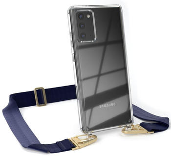 Eazy Case Handykette kompatibel mit Samsung Galaxy Note 20 / Note 20 5G ,Transparente Silikon-Hülle mit breitem Umhängeband, abnehmbar durch Karabiner, Hülle mit Band, Nacht Blau