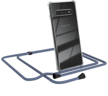 Eazy Case Handykette kompatibel mit Samsung Galaxy S10 Kette Handyhülle mit Umhängeband Handykordel Schutzhülle Silikon Set Eis Blau mit Clips in Schwarz