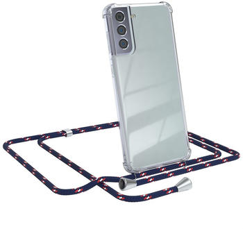 Eazy Case Handykette kompatibel mit Samsung Galaxy S21 Plus Kette, Handyhülle mit Umhängeband, Handykordel, Schutzhülle, Kette, Silikonhülle, Silikon Cover, Blau Camouflage
