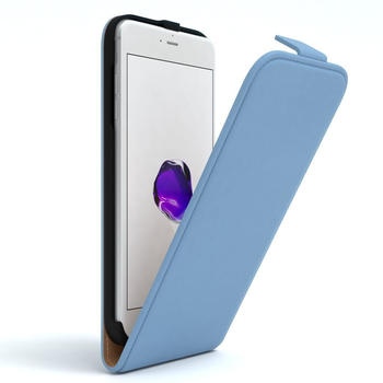 Eazy Case Hülle kompatibel mit Apple iPhone 8 / 7 Plus Klapphülle, Handyhülle aufklappbar, Schutzhülle, Flipcover, Case vertikal klappbar, aus Kunstleder, Hell Blau