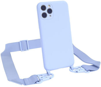 Eazy Case Premium Silikon 2 in 1 Handykette kompatibel mit Apple iPhone 11 Pro Handyhülle mit Umhängeband, Handykordel mit Silikonhülle, Hülle mit Band, Kette für Smartphone, Hell Blau