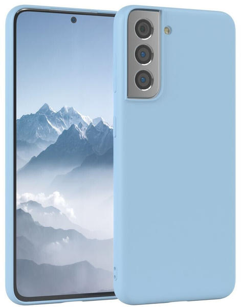 Eazy Case Silikon Hülle kompatibel Samsung Galaxy S21 5G zweilagiges Slimcover mit Kameraschutz und Innenfutter, Silikonhülle, Schutzhülle, Bumper, Handy Case, Hülle, Softcase, Eis Blau
