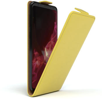 Eazy Case Hülle kompatibel mit Samsung Galaxy S9 Plus Klapphülle, Handyhülle aufklappbar, Schutzhülle, Flipcover, Case vertikal klappbar, aus Kunstleder, Gelb
