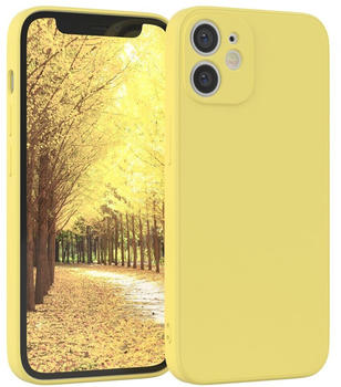 Eazy Case Silikon Handyhülle kompatibel mit Apple iPhone 12 Mini, Silikonhülle mit Kameraschutz, Silikonhülle, Schutzhülle, Bumper, Handy Case, Softcase, Gelb