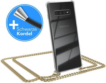 Eazy Case Handykette kompatibel mit Samsung Galaxy S10 Plus Handyhülle mit Metall Umhängeband und Kordel Schwarz, Kette, Hülle mit Band, Handykordel, Schutzhülle, Silikonhülle, Gold