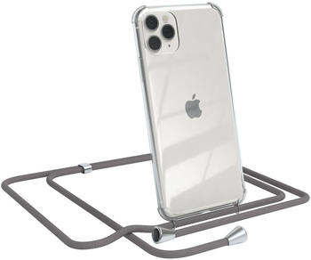 Eazy Case Handykette kompatibel mit Apple iPhone 11 Pro Max Kette, Handyhülle mit Umhängeband, Handykordel, Schutzhülle, Kette, Silikonhülle, Silikon Cover, Grau