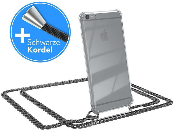 Eazy Case Handykette kompatibel mit Apple iPhone 6 / 6S Handyhülle mit Metall Umhängeband und Kordel schwarz, Kette, Hülle mit Umhängeband, Handykordel, Schutzhülle, Silikonhülle, Grau