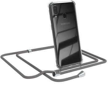 Eazy Case Handykette kompatibel mit Samsung Galaxy A40 Kette, Handyhülle mit Umhängeband, Handykordel, Schutzhülle, Kette, Silikonhülle, Silikon Cover, Grau